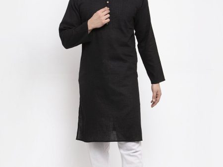 Jompers Men Black & White Solid Pin-tucks Kurta with Churidar Sale