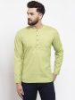 Jompers Men Green Solid Straight Short Kurta Online Sale