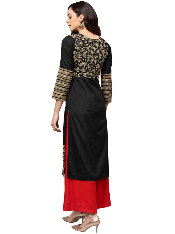 Ahalyaa Black Printed Beautiful Straight Kurta Online Hot Sale