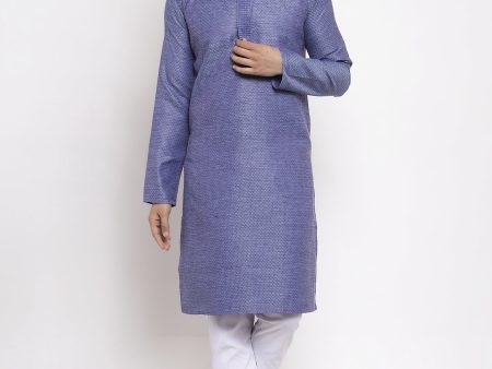 Jompers Men Blue Embroidered Kurta with Pyjamas Cheap