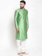 Jompers Men Green And White Self Design Kurta Only Online Sale