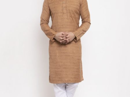 Jompers Men Brown Self Design Kurta with Pyjamas Cheap