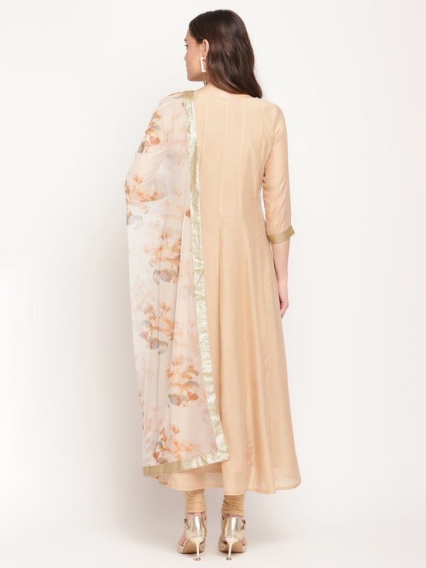 Ahalyaa Beige & Off-White Anarkali Kurta with Dupatta Cheap