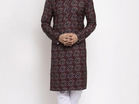 Jompers Men Brown Printed Kurta with Churidar For Discount