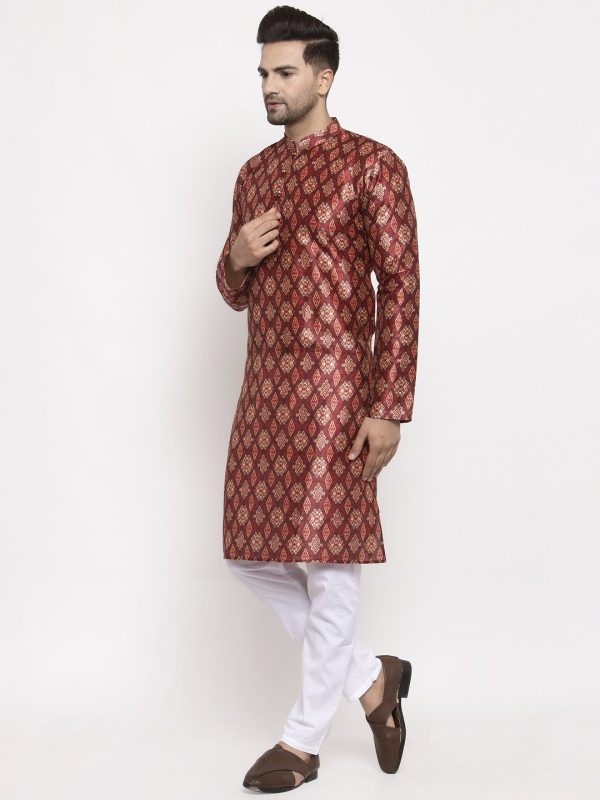 Jompers Men Maroon Printed Kurta Only Online now