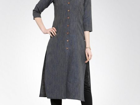 Jompers Women Navy self design straight Kurta For Sale