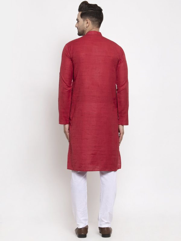 Jompers Men Maroon Self Design Kurta Only For Sale