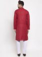 Jompers Men Maroon Self Design Kurta Only For Sale