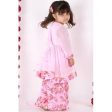 Little Bansi Girls Pink Floral print Kurta Frock with Floral Plazzo and Dupatta Discount