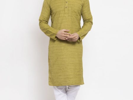 Jompers Men Green Self Design Kurta with Pyjamas Fashion