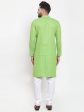 Jompers Men Green Checked Self Design Kurta with White Churidar Discount