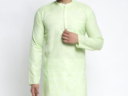 Jompers Men Green & White Self Design Kurta Only Online Hot Sale