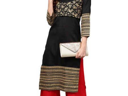 Ahalyaa Black Printed Beautiful Straight Kurta Online Hot Sale