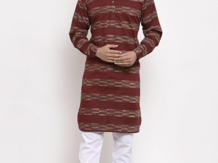 Jompers Men Brown Woven Design Kurta with Pyjamas Sale