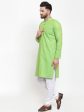 Jompers Men Green Checked Self Design Kurta with White Churidar Discount