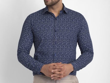 Jainish Navy Blue Printed Formal Shirt ( JSF 426Navy ) Sale