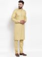 Jompers Men Beige Solid Kurta with Churidar on Sale