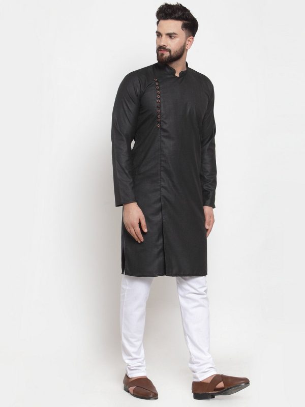 Jompers Men Black Solid Kurta with Churidar Fashion