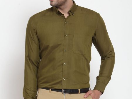 Jainish Green Men s Cotton Solid Button Down Formal Shirts ( SF 713Olive ) Hot on Sale