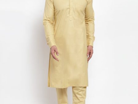 Jompers Men Beige Solid Kurta with Churidar on Sale