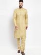 Jompers Men Beige Solid Kurta with Churidar on Sale