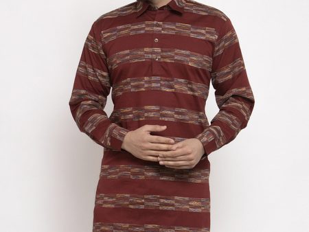 Jompers Men Brown Woven Design Kurta Only Online Hot Sale