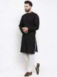 Jompers Men Black & White Solid Pin-tucks Kurta with Churidar Sale