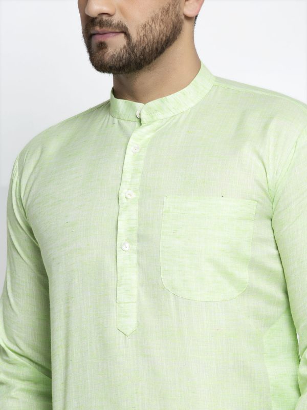 Jompers Men Green & White Self Design Kurta Only Online Hot Sale