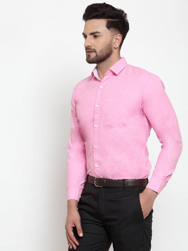 Jainish Pink Formal Shirt with white detailing ( SF 419Pink ) For Sale