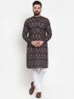 Jompers Men Black & Beige Digital Printed Kurta with Churidar Online