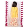 Little Bansi Girls Rose print Kurta Frock with Floral Plazzo and Dupatta - Yellow Online now