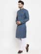 Jompers Men s Blue Self Design Kurta Only For Discount