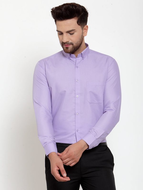 Jainish Purple Men s Cotton Solid Button Down Formal Shirts ( SF 713Light-Purple ) Online Sale