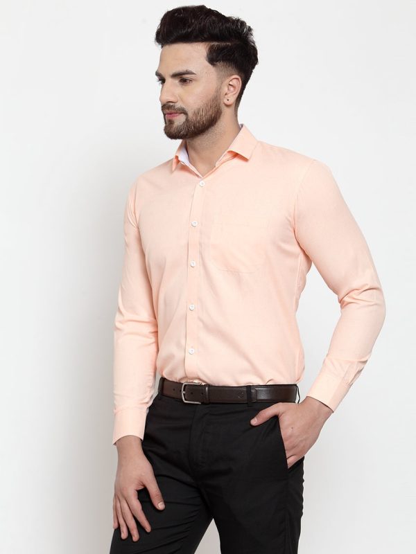 Jainish Orange Formal Shirt with white detailing ( SF 419Orange ) For Cheap