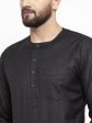 Jompers Men Black Solid Straight Short Kurta Supply