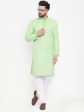 Jompers Men Green & White Embroidered Kurta with Churidar For Cheap