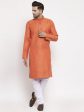 Jompers Men Orange Embroidered Kurta with Pyjamas For Cheap