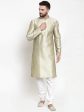 Jompers Men Beige & White Self Design Kurta with Churidar Hot on Sale