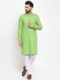 Jompers Men Green Checked Self Design Kurta with White Churidar Discount