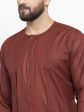 Jompers Men Maroon Solid high-low Kurta Online Hot Sale