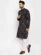 Jompers Men Black Woven Design Ikkat Straight Kurta Only Hot on Sale