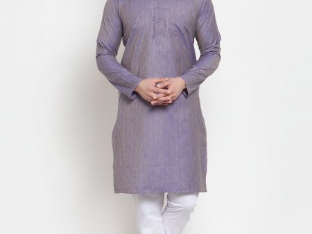 Jompers Men Blue & White Self Design Kurta with Churidar Hot on Sale