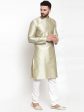 Jompers Men Beige & White Self Design Kurta with Churidar Hot on Sale