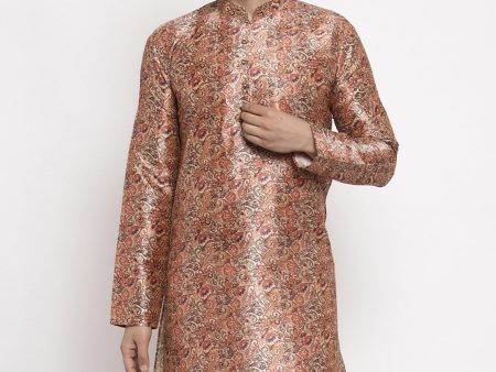 Jompers Men Golden Printed Kurta Only Discount