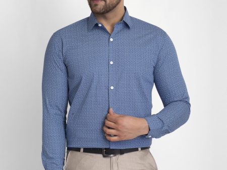 Jainish Blue Men s Cotton Printed Formal Shirts ( SF 428Blue ) For Discount