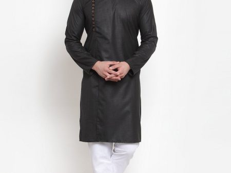 Jompers Men Black Solid Kurta with Churidar Fashion