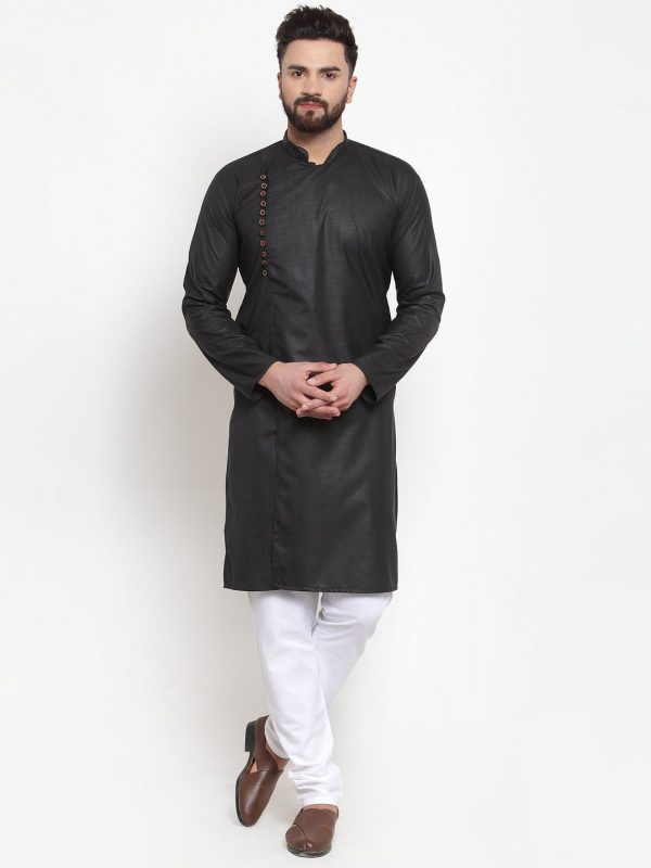 Jompers Men Black Solid Kurta with Churidar Fashion