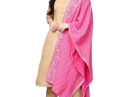 Ahalyaa Women s Faux Silk Kurta Pant Set with Traditional Bandhini Print Dupatta For Discount