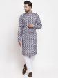 Jompers Men Blue & White Printed Kurta Only Supply