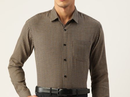 Jainish Men s Cotton Checked Formal Shirts ( SF 804Black ) Online Hot Sale